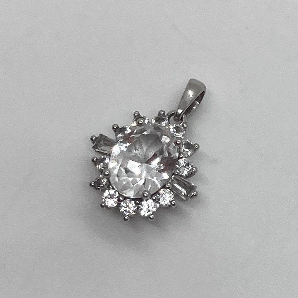 Vtg 925 Sterling Silver & CZ Stone Starburst Star Burst Style Pendant | 15mm